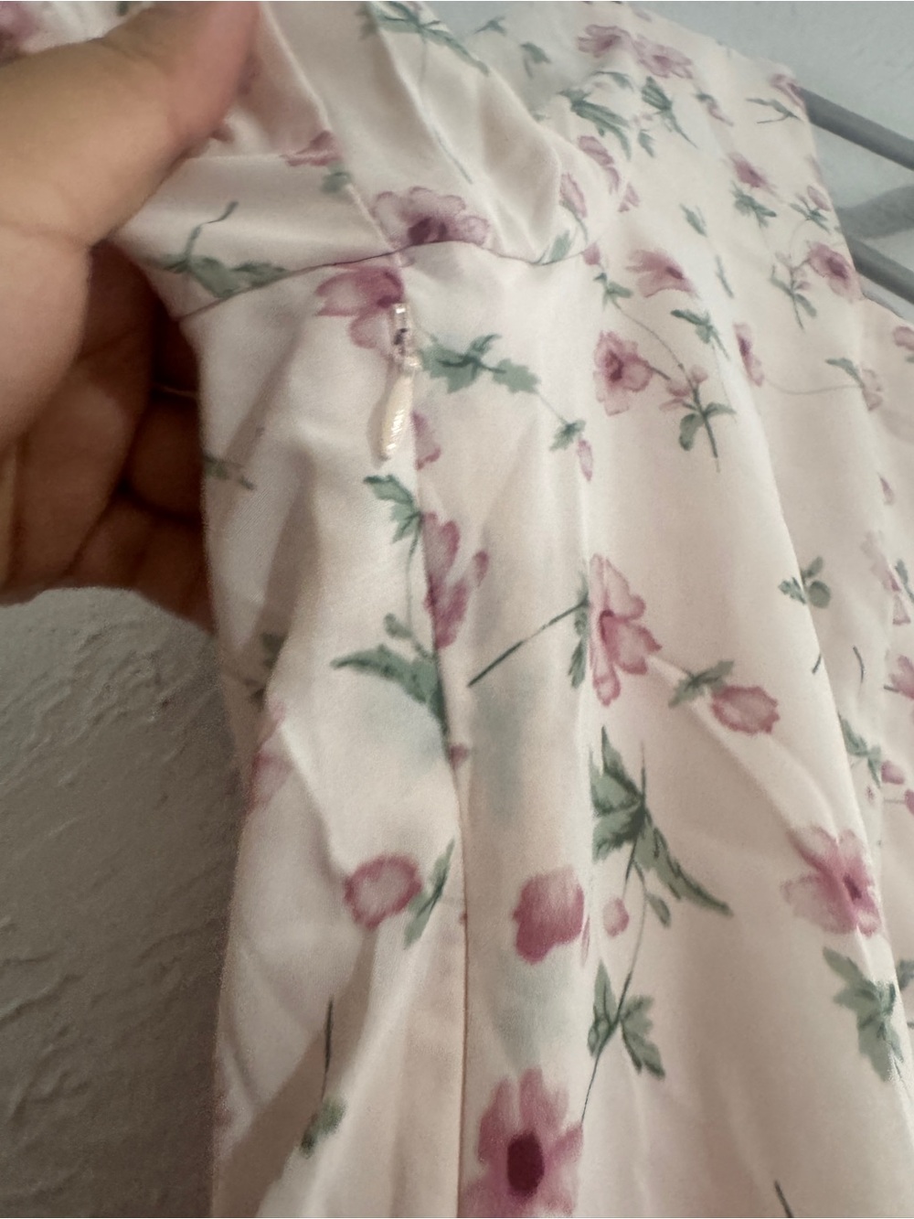 Allegra K Cream Pink Floral Ruched Mini Dress - Picture 3 of 5